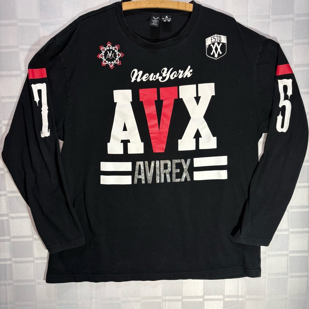 Avirex Y2K inspired Men's Black graphic Long Sleeve Shirt